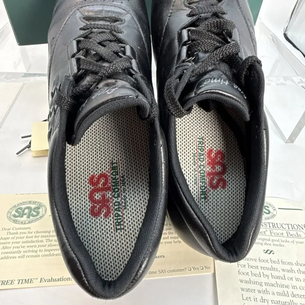 SAS Women's Free Time Sneaker Size 10.5S Black Leather Tripad Walk Shoe